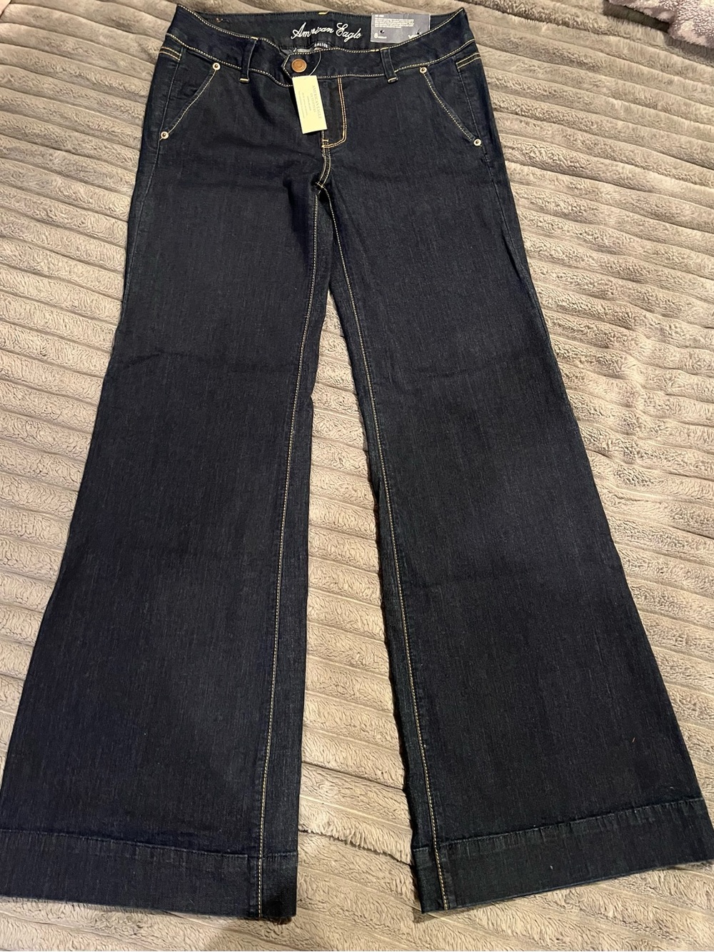 AMERICAN EAGLE TROUSER WOMEN JEANS STRETCH 8 REGULAR MIDNIGHT DARK WASH NEW TAGS
